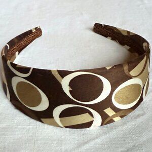 Vintage 1960s / 70s Look Wide Headband Brown, Ivory and Tan